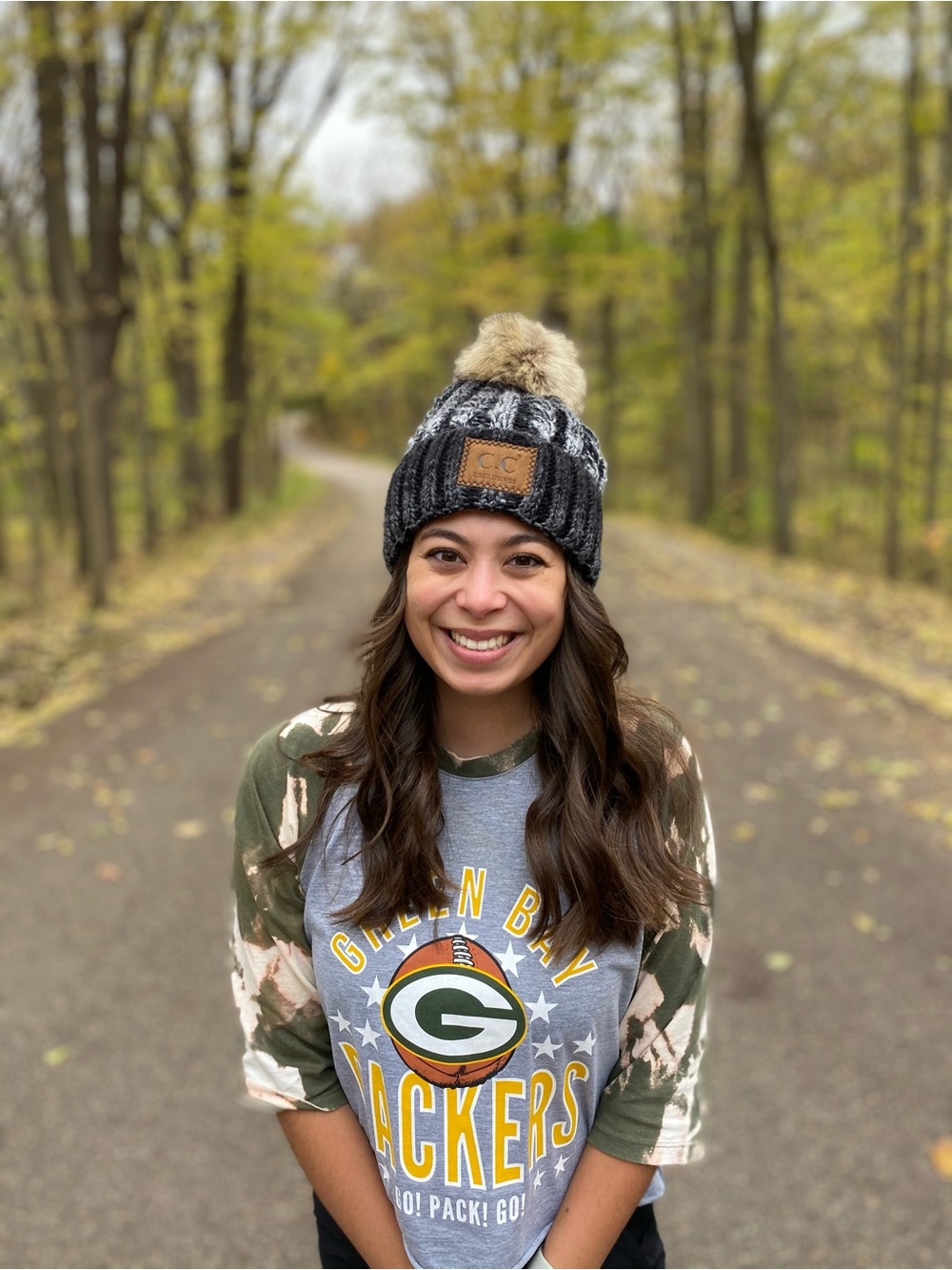 47 Green Bay Packers Raglan Tee in Gray, Olive & Yellow
